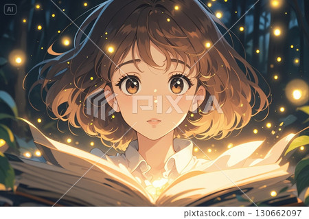 晚上看書的女孩 130662097