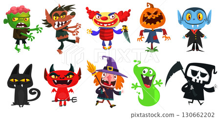Cartoon set of Halloween characters design 130662202