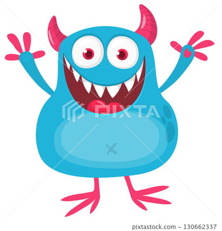 Cartoon happy yeti bigfoot creature. Vector illustration isolated on white. For Halloween party or package design. Cartoon happy yeti bigfoot creature. Vector illustration isolated on white. For Halloween party or package design. 130662337