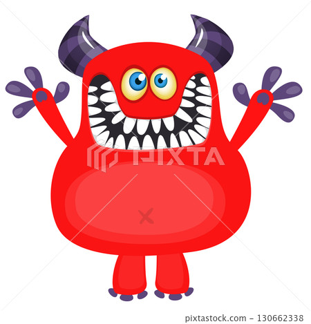 Happy red cartoon monster character design. Vector illustration isolated Happy red cartoon monster character design. Vector illustration isolated 130662338