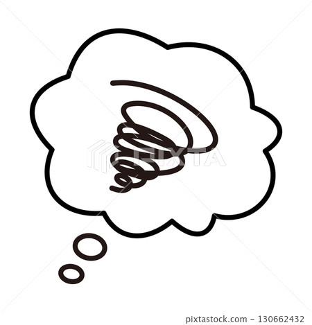 A cloud-shaped speech bubble with spiral lines that represents worries and anxieties (a speech bubble in thought) Vector illustration A cloud-shaped speech bubble with spiral lines that represents worries and anxieties (a speech bubble in thought) Vector illustration 130662432
