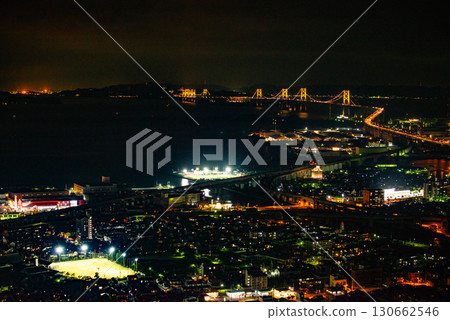 Night view of the Seto Ohashi Bridge, Kagawa Prefecture Night view of the Seto Ohashi Bridge, Kagawa Prefecture 130662546