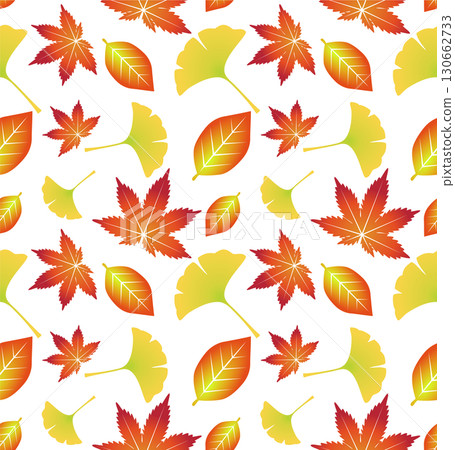 秋天的楓葉和銀杏葉圖案 130662733