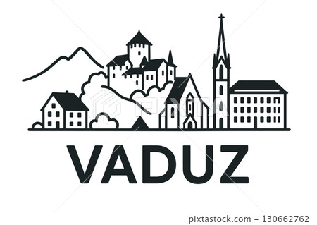 City skyline with iconic buildings and landmarks, Vaduz 130662762