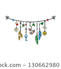 Autumn garland of plants and herbs in cartoon style 130662980