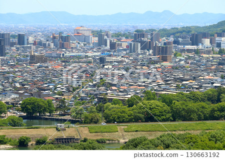 初夏的高橋川：坂津取水口/坂津公園鳥瞰圖（岡山縣倉敷市） 130663192