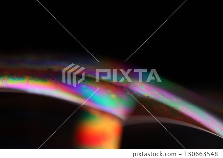 Colourful interference pattern, chemical liquid film, macro abstraction, scientific background, liquid edge 130663548