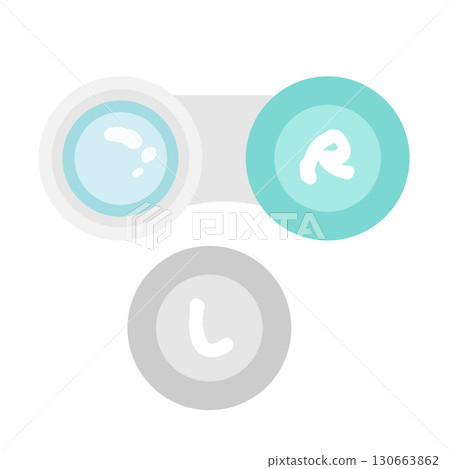 Contact lenses in a contact lens case (left) Illustration 130663862