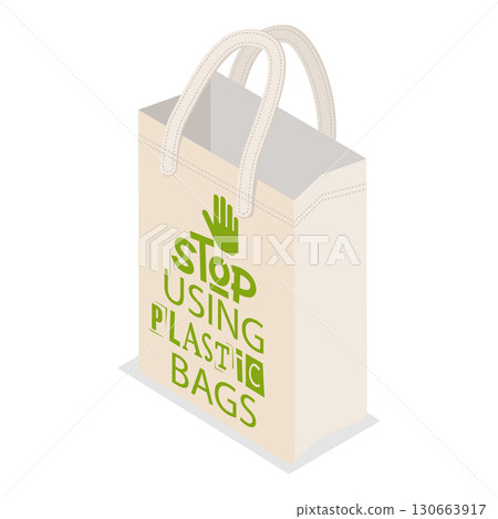 3D Isometric Flat Vector Illustration of Eco-friendly Bags, Sustainable Shopping And Reusable Packaging. Item 3 3D Isometric Flat Vector Illustration of Eco-friendly Bags, Sustainable Shopping And Reusable Packaging. Item 3 130663917