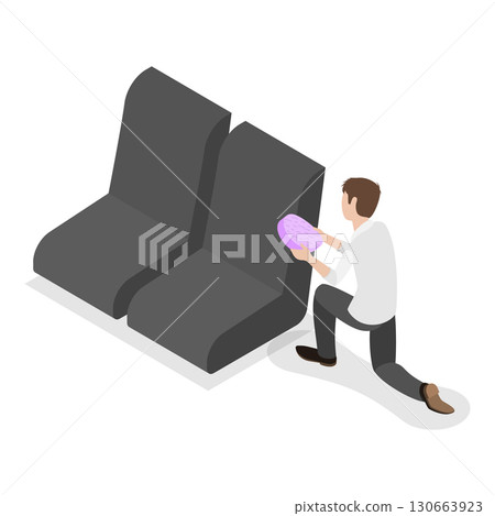 3D Isometric Flat Vector Illustration of Self Car Wash, Vehicle Cleaning Service. Item 1 130663923