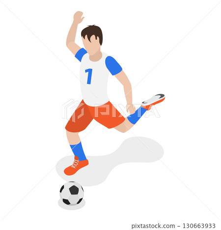 3D Isometric Flat Vector Set of Soccer Players, Diverse Football Characters. Item 5 130663933