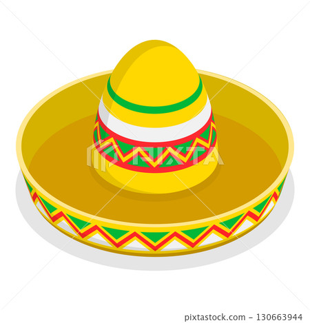 3D Isometric Flat Vector Set of Mexican Hats, Traditional Costume Elements. Item 9 3D Isometric Flat Vector Set of Mexican Hats, Traditional Costume Elements. Item 9 130663944