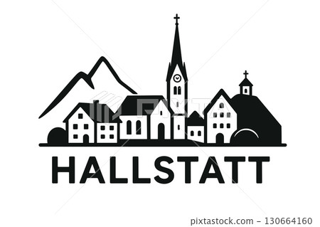 City skyline with iconic buildings and landmarks, Hallstatt 130664160