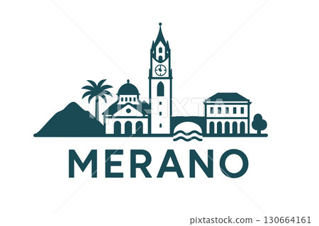 City skyline with iconic buildings and landmarks, Merano City skyline with iconic buildings and landmarks, Merano 130664161