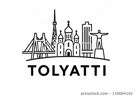 City skyline with iconic buildings and landmarks, Tolyatti 130664192