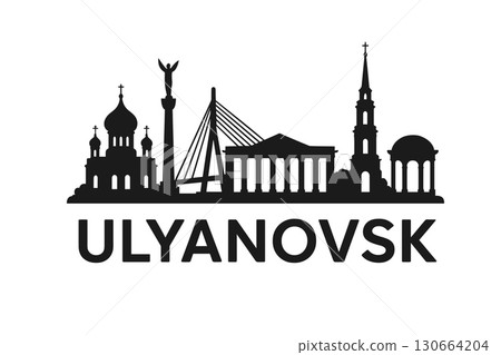 City skyline with iconic buildings and landmarks, Ulyanovsk 130664204