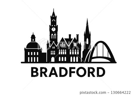 City skyline with iconic buildings and landmarks, Bradford City skyline with iconic buildings and landmarks, Bradford 130664222