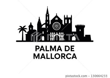 City skyline with iconic buildings and landmarks, Palma de Mallorca 130664233