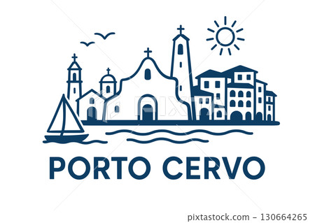 City skyline with iconic buildings and landmarks, Porto Cervo City skyline with iconic buildings and landmarks, Porto Cervo 130664265