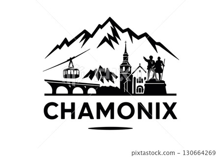 City skyline with iconic buildings and landmarks, Chamonix 130664269