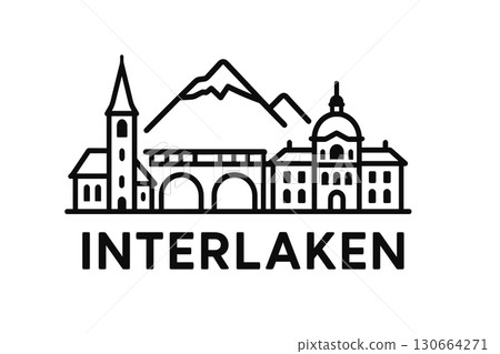 City skyline with iconic buildings and landmarks, Interlaken City skyline with iconic buildings and landmarks, Interlaken 130664271