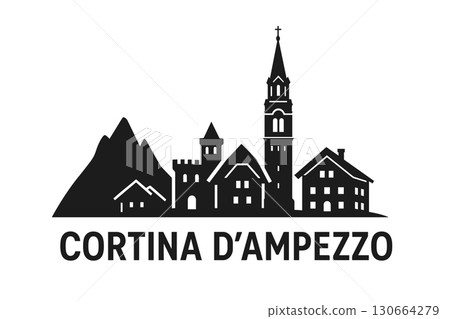 City skyline with iconic buildings and landmarks, Cortina d'Ampezzo 130664279