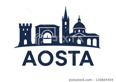 City skyline with iconic buildings and landmarks, Aosta City skyline with iconic buildings and landmarks, Aosta 130664304