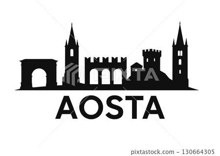City skyline with iconic buildings and landmarks, Aosta City skyline with iconic buildings and landmarks, Aosta 130664305