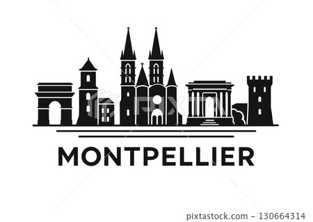 City skyline with iconic buildings and landmarks, Montpellier 130664314