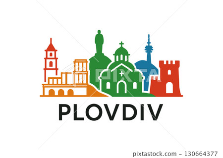 Plovdiv city skyline with iconic buildings and landmarks Plovdiv city skyline with iconic buildings and landmarks 130664377