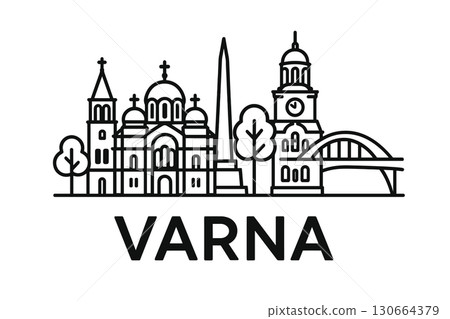 Varna city skyline with iconic buildings and landmarks 130664379