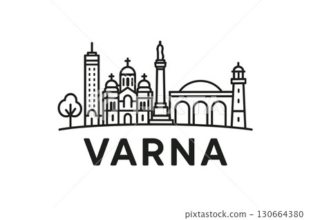 Varna city skyline with iconic buildings and landmarks 130664380