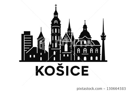Kosice city skyline with iconic buildings and landmarks 130664383