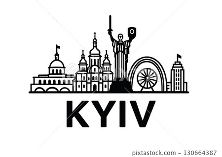Kyiv city skyline with iconic buildings and landmarks Kyiv city skyline with iconic buildings and landmarks 130664387