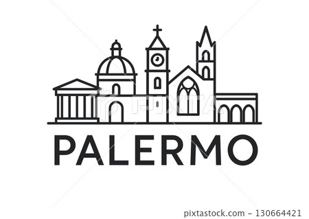 Palermo city skyline with iconic buildings and landmarks 130664421