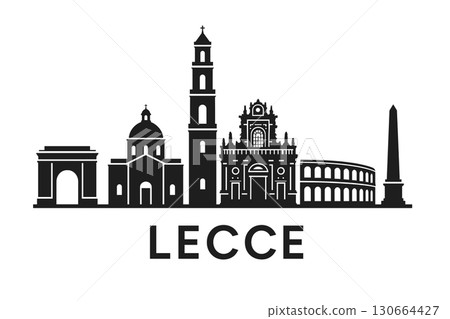 Lecce city skyline with iconic buildings and landmarks 130664427