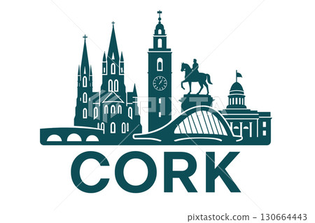 Cork city skyline with iconic buildings and landmarks 130664443