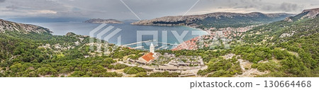 Baska town and St Johns Church on Krk Island Croatia 130664468