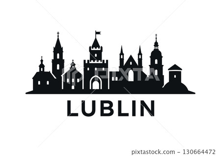 Lublin city skyline with iconic buildings and landmarks 130664472