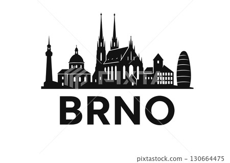 Brno city skyline with iconic buildings and landmarks 130664475