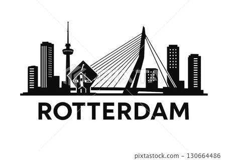 Rotterdam city skyline with iconic buildings and landmarks Rotterdam city skyline with iconic buildings and landmarks 130664486