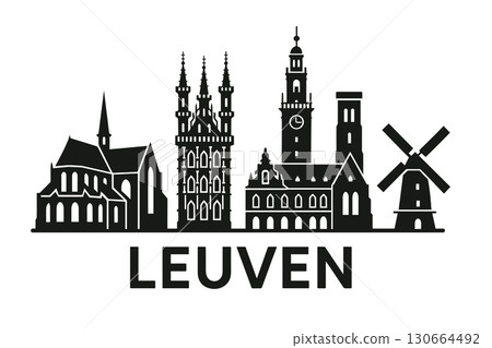 Leuven city skyline with iconic buildings and landmarks 130664492