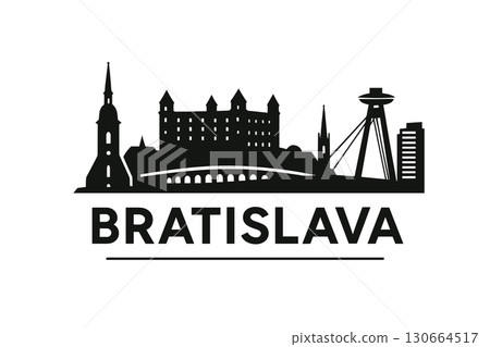 Bratislava city skyline with iconic buildings and landmarks 130664517
