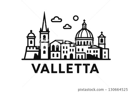 Valletta city skyline with iconic buildings and landmarks 130664525