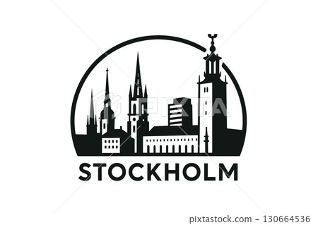 Stockholm city skyline with iconic buildings and landmarks 130664536