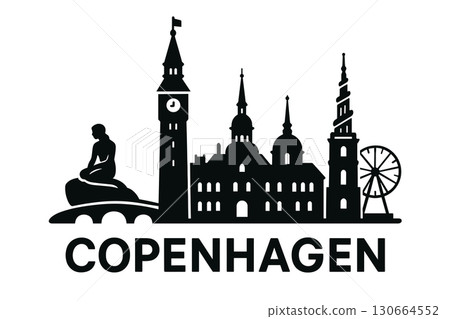 Copenhagen city skyline with iconic buildings and landmarks 130664552