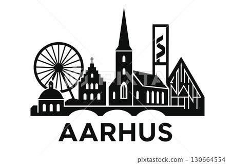 Aarhus city skyline with iconic buildings and landmarks 130664554