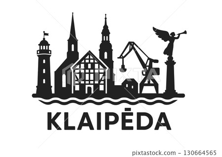 Klaipeda city skyline with iconic buildings and landmarks 130664565