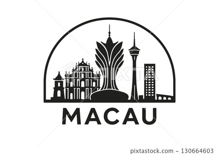 Macau city skyline with iconic buildings and landmarks Macau city skyline with iconic buildings and landmarks 130664603
