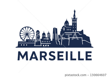 Marseille city skyline with iconic buildings and landmarks 130664607